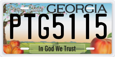 GA license plate PTG5115