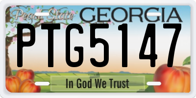 GA license plate PTG5147