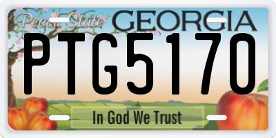 GA license plate PTG5170