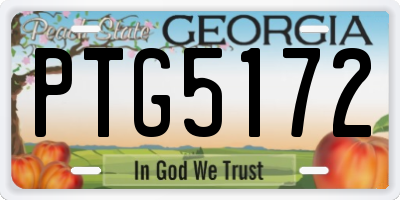 GA license plate PTG5172
