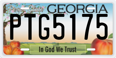 GA license plate PTG5175