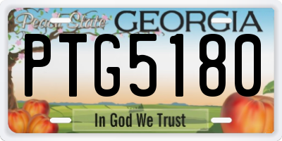 GA license plate PTG5180