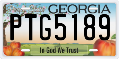 GA license plate PTG5189