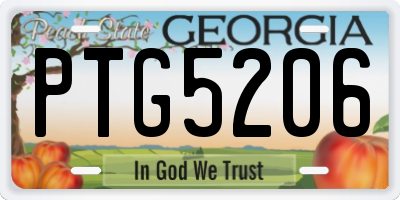 GA license plate PTG5206