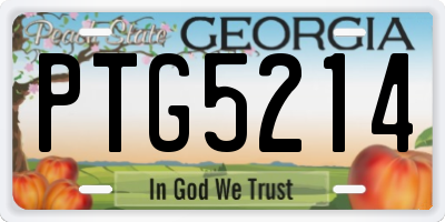 GA license plate PTG5214
