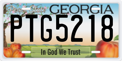 GA license plate PTG5218