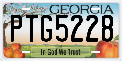 GA license plate PTG5228