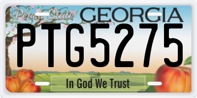 GA license plate PTG5275