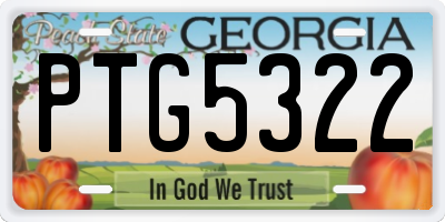 GA license plate PTG5322