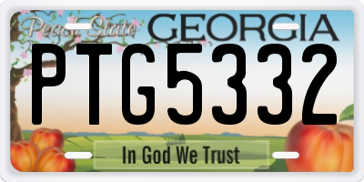GA license plate PTG5332
