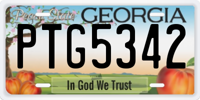 GA license plate PTG5342