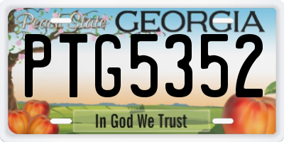 GA license plate PTG5352