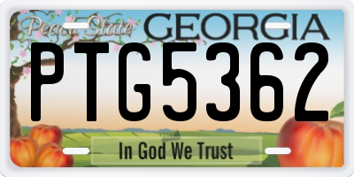 GA license plate PTG5362