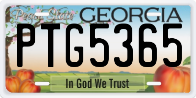 GA license plate PTG5365