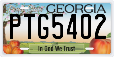 GA license plate PTG5402