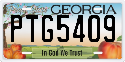 GA license plate PTG5409