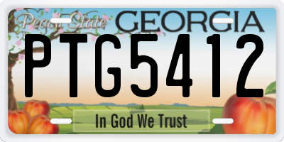 GA license plate PTG5412