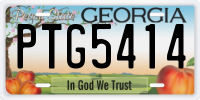 GA license plate PTG5414