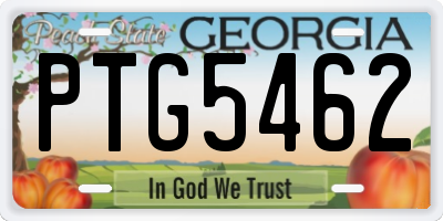 GA license plate PTG5462