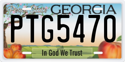 GA license plate PTG5470