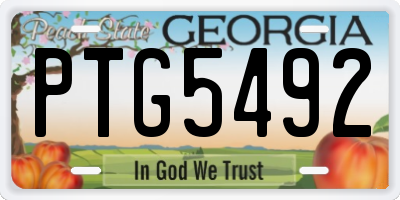 GA license plate PTG5492
