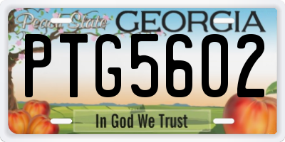 GA license plate PTG5602