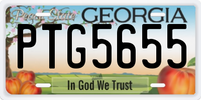 GA license plate PTG5655