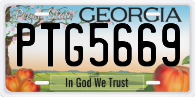 GA license plate PTG5669