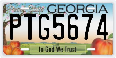 GA license plate PTG5674