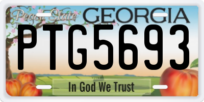 GA license plate PTG5693