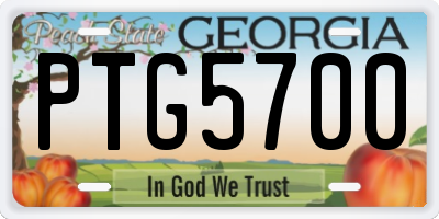 GA license plate PTG5700