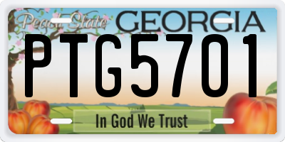 GA license plate PTG5701