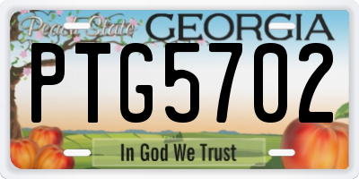 GA license plate PTG5702