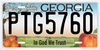 GA license plate PTG5760