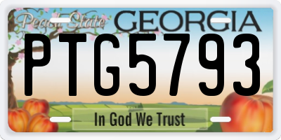 GA license plate PTG5793