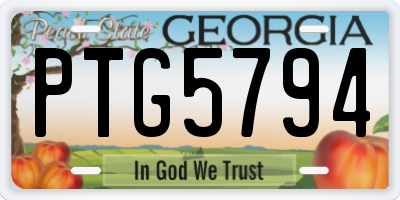 GA license plate PTG5794