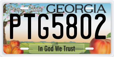 GA license plate PTG5802