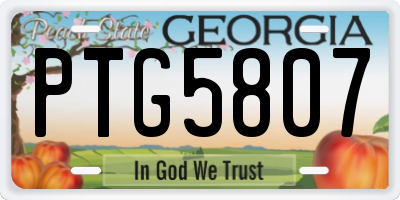 GA license plate PTG5807