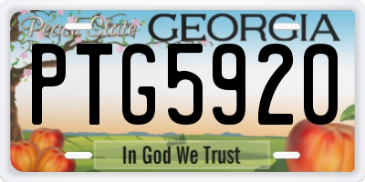 GA license plate PTG5920