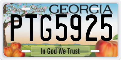 GA license plate PTG5925