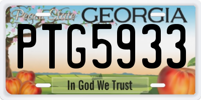 GA license plate PTG5933