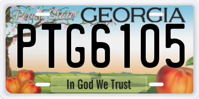 GA license plate PTG6105