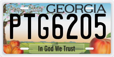GA license plate PTG6205