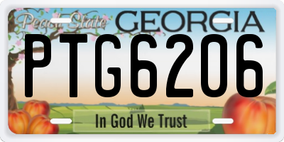 GA license plate PTG6206