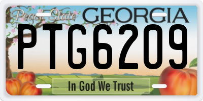GA license plate PTG6209