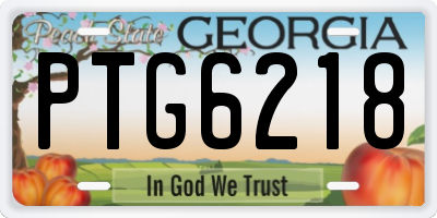 GA license plate PTG6218