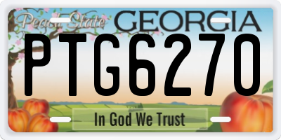 GA license plate PTG6270
