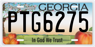 GA license plate PTG6275