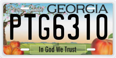 GA license plate PTG6310