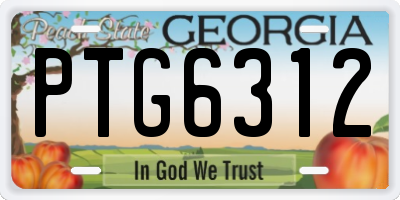 GA license plate PTG6312